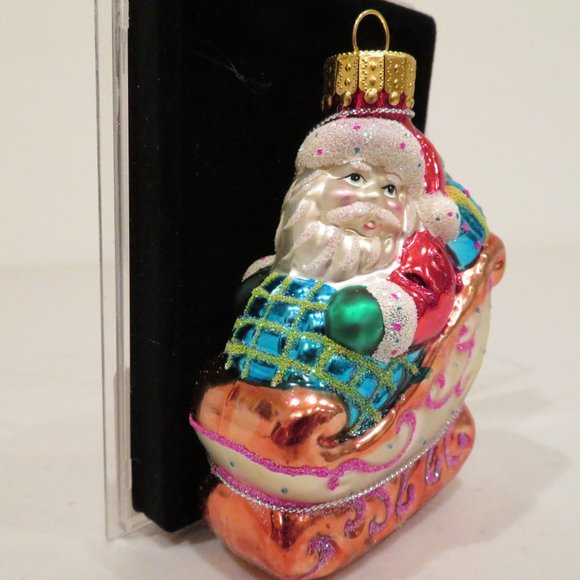 Christmas Glass Ornament Santa Handcrafted by Unique Treasure Gift Box Keepsake - Picture 3 of 6